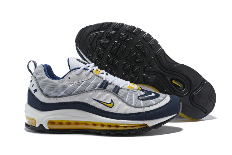Supreme x NikeLab Air Max 98 White Grey Blue Yellow Shoes - Click Image to Close